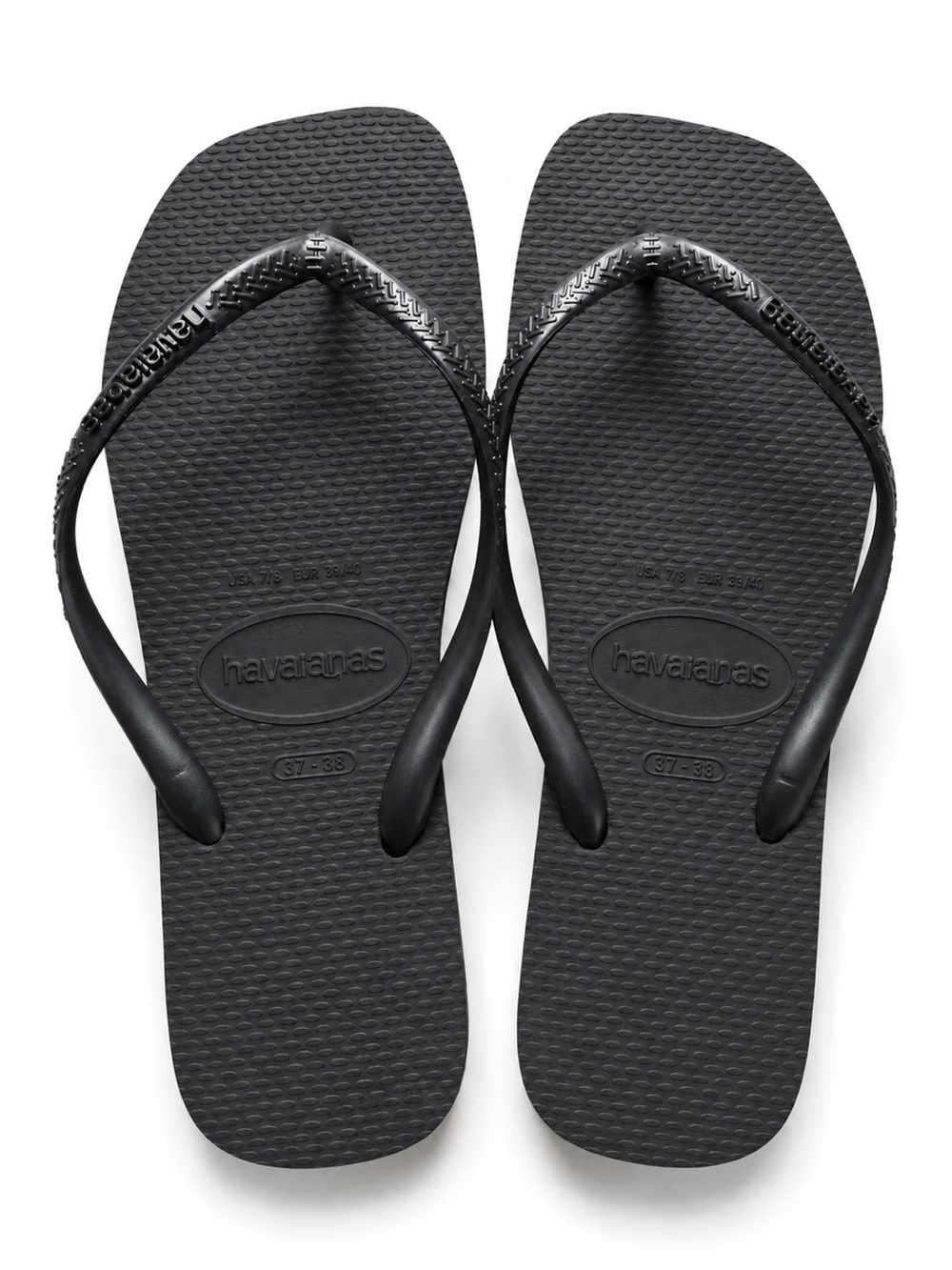Havaianas Slim Flip Flops – Charcoal Black – Size 37/38 (US 7/8)